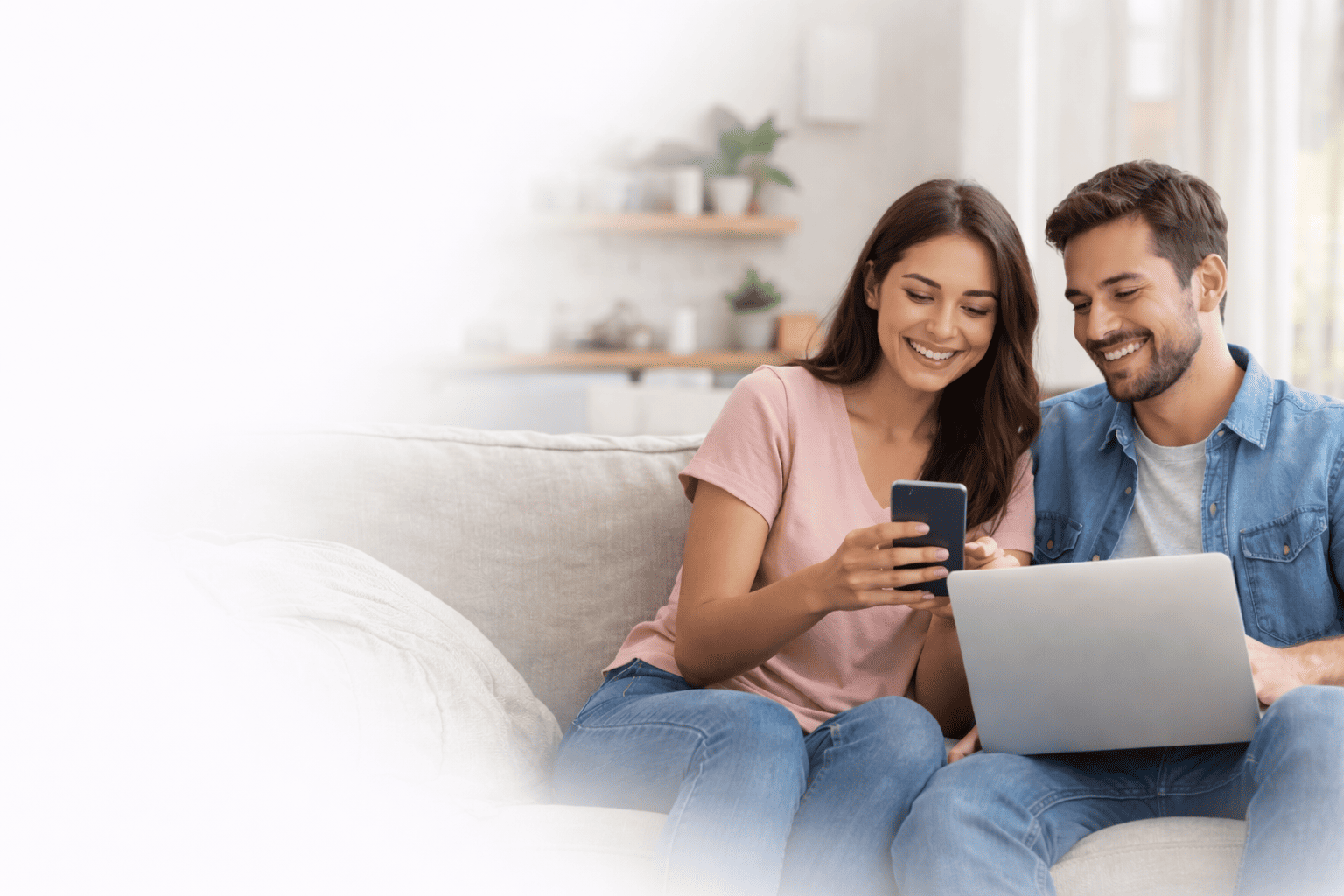 Happy couple searching for their new home together